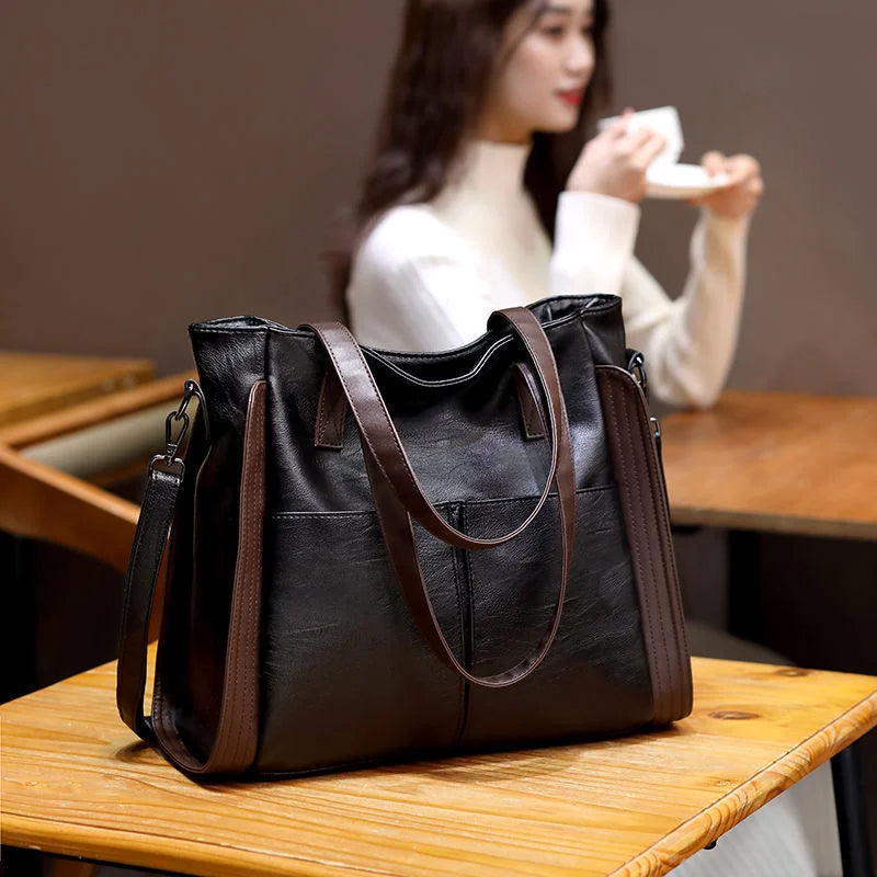 Large-Capacity Texture Soft Leather Handbag