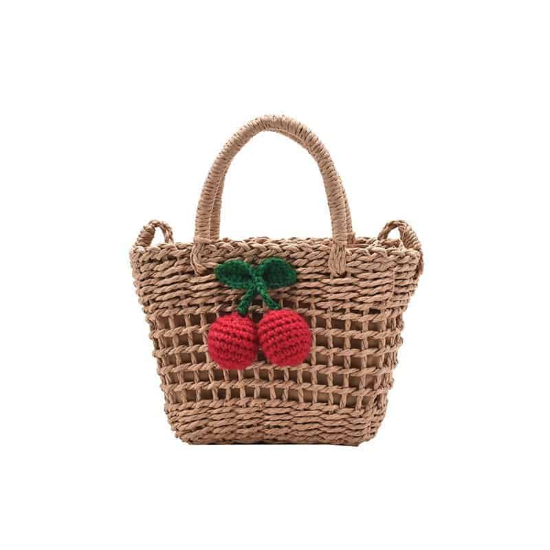 Cherry Decor Beach Straw Bag