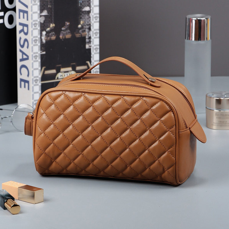Quilted Plaid Cosmetic Bag