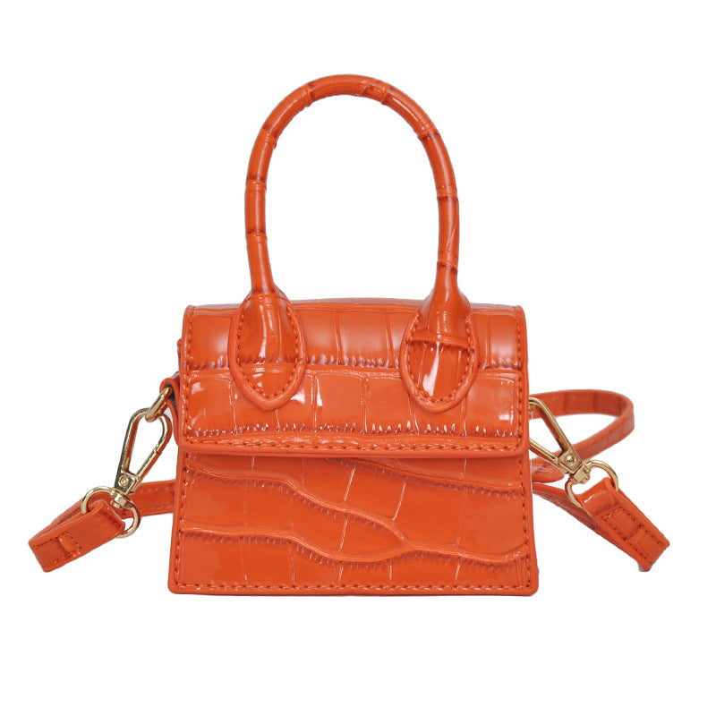 Luxury Stone Pattern Mini PU Leather Crossbody Bag,  Women's Messenger Chain Handbags